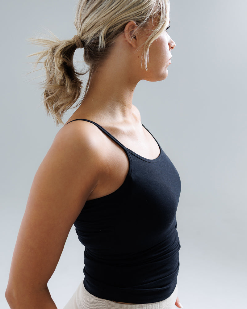 Essential black fitted camisole with comfortable stretch material