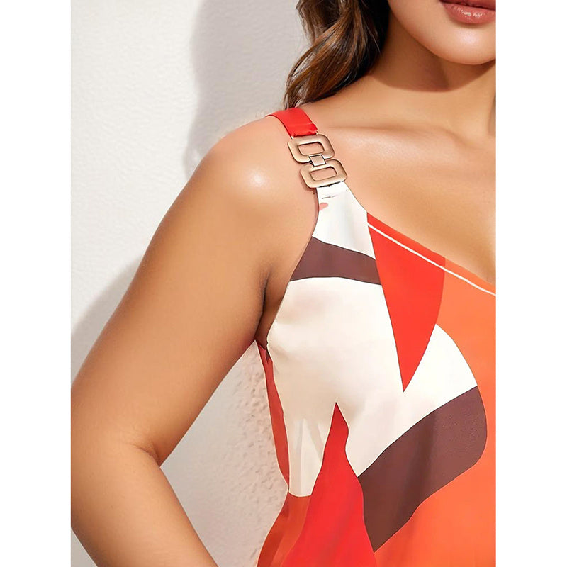 Women’s striped loose‑fit V‑neck tank top with chain straps