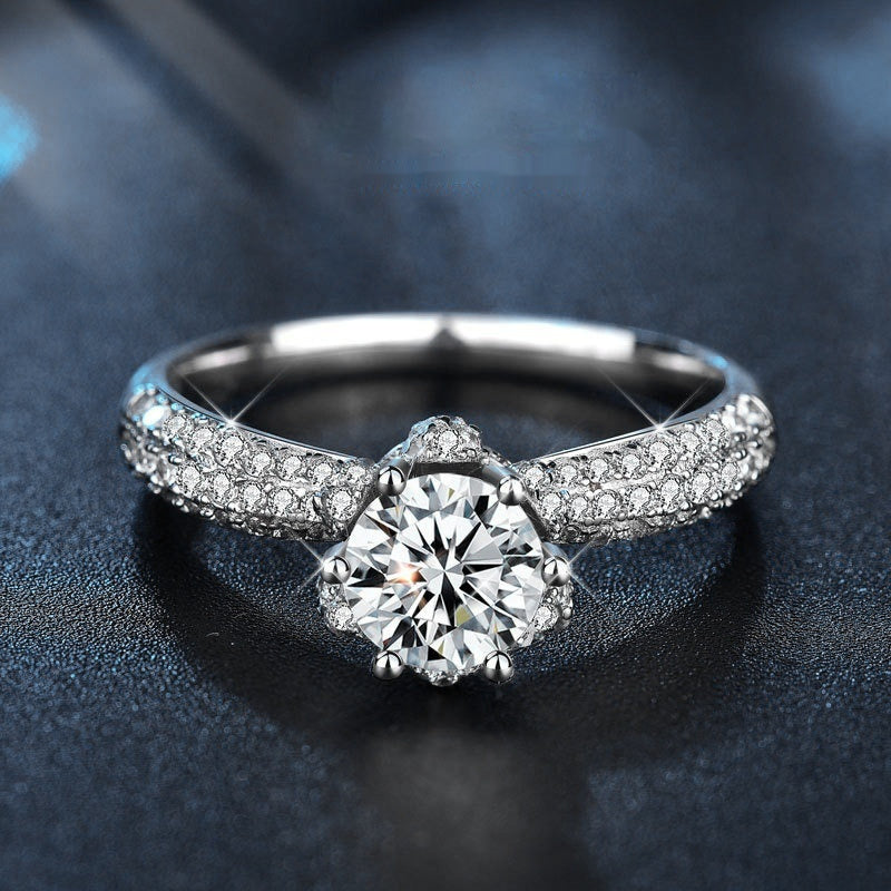 1 karat Silver ring with a large moissanite diamond