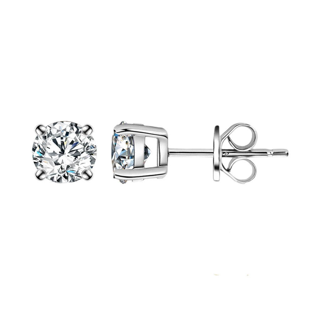 Geometric design silver moissanite stud earrings