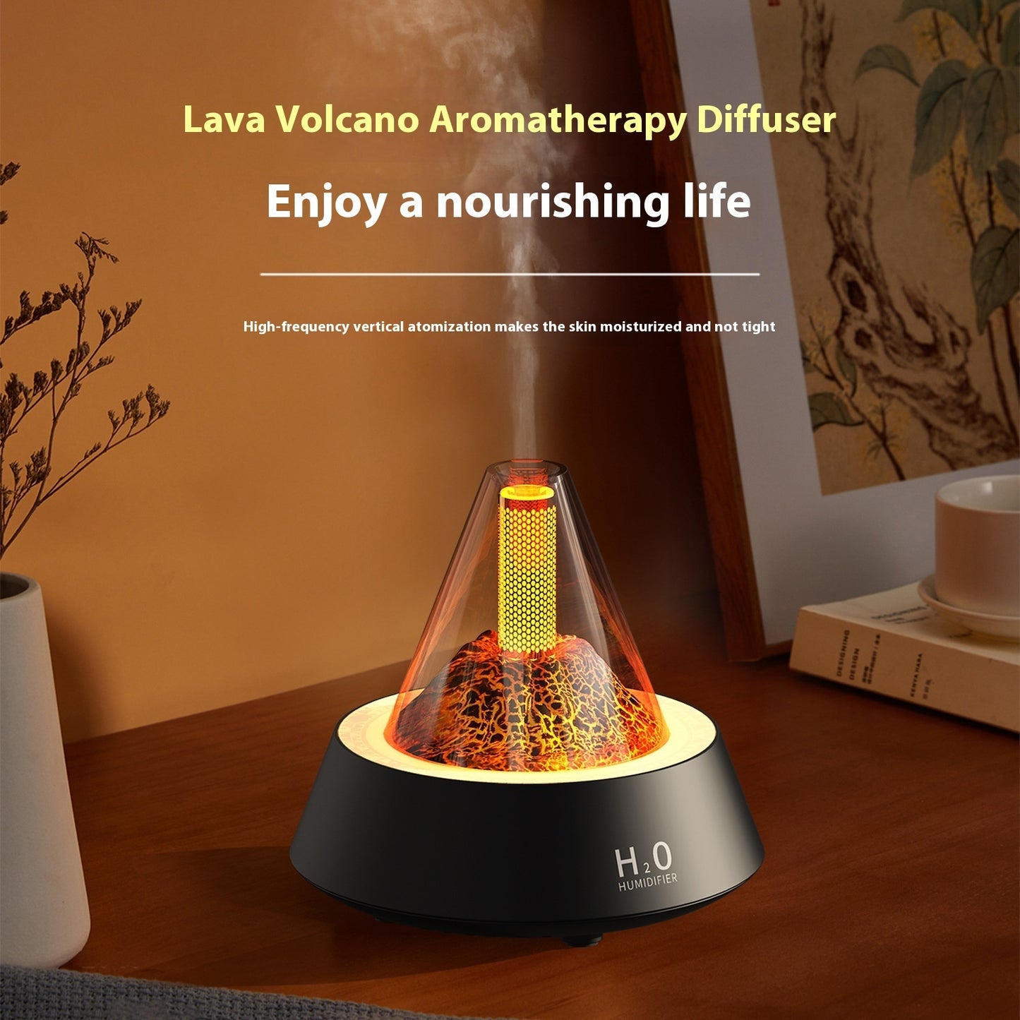 Volcano plug-in aromatherapy humidifier with colorful lights