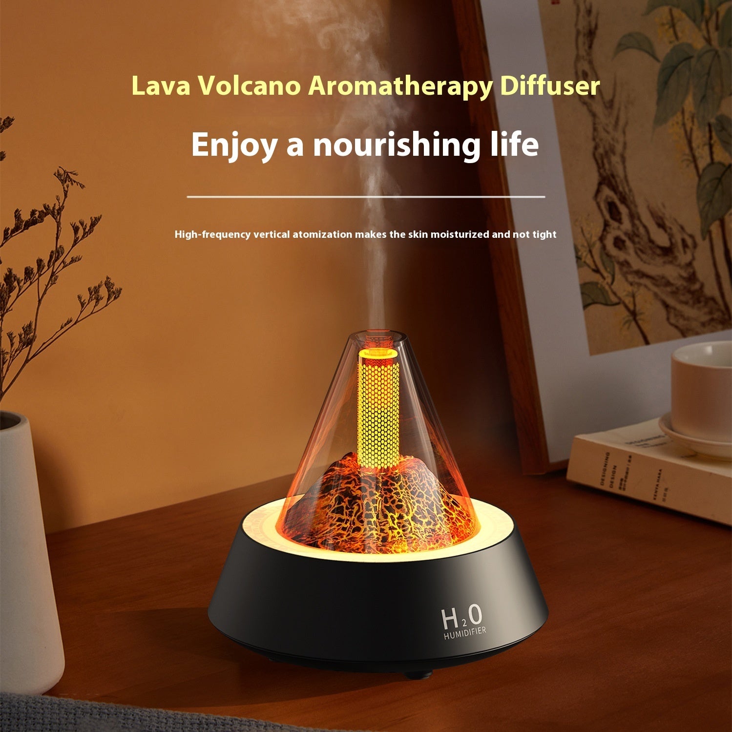 Volcano plug-in aromatherapy humidifier with colorful lights