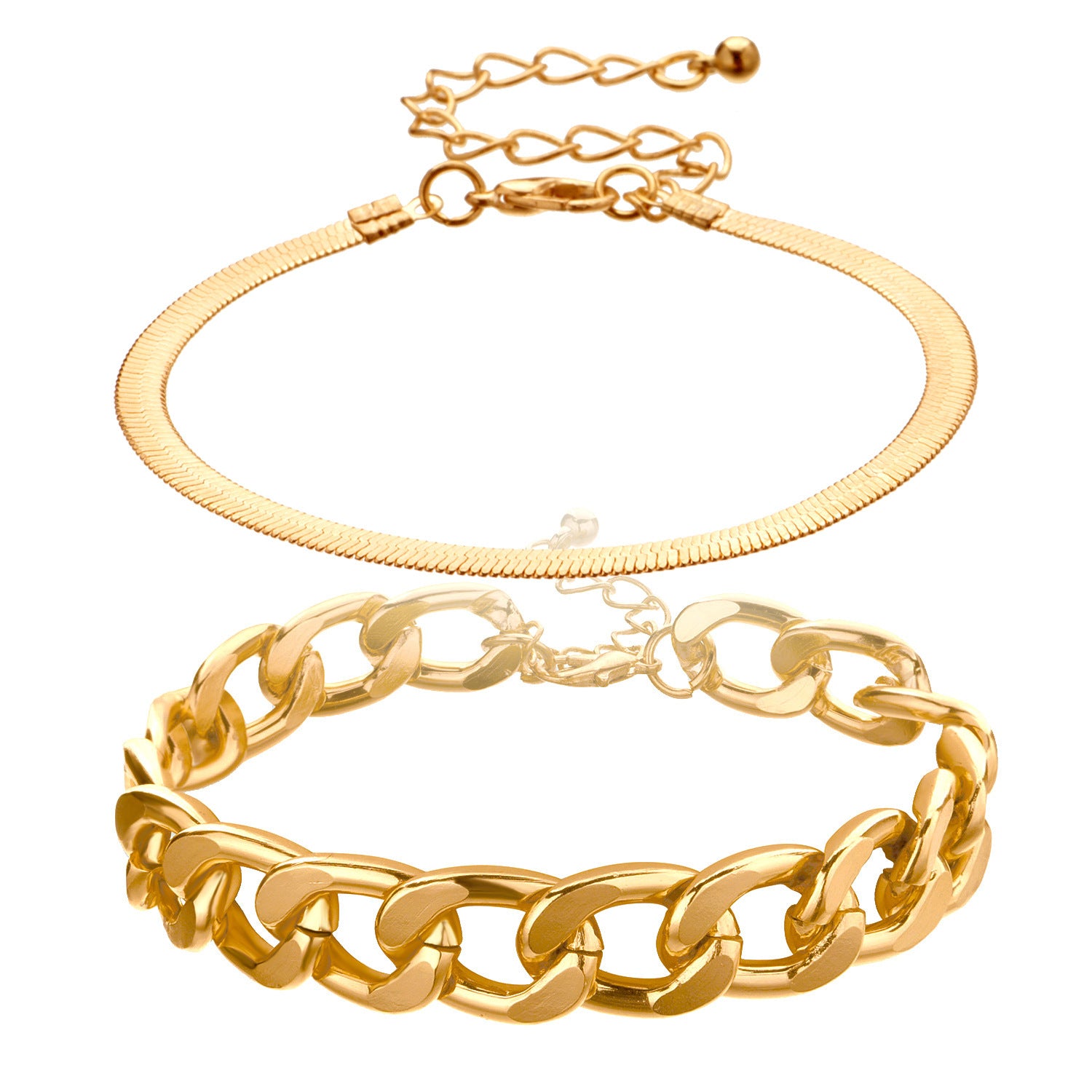 Stackable gold bracelets