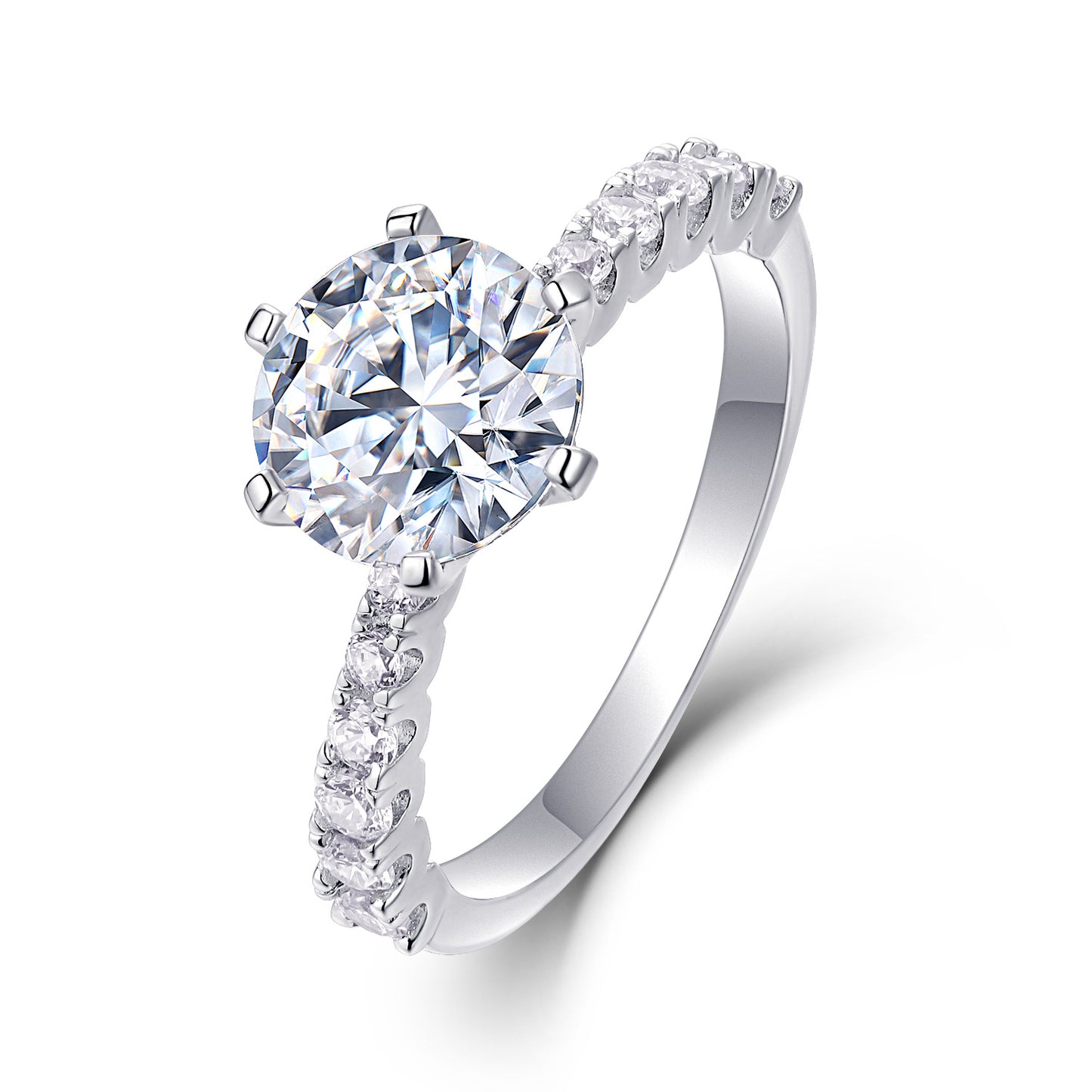 Round Certified Moissanite Wedding Ring