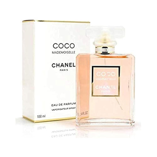 Chanel Coco Mademoiselle perfume bottle and packaging on a white background Chanel Coco Mademoiselle perfume bottle and packaging on a white background