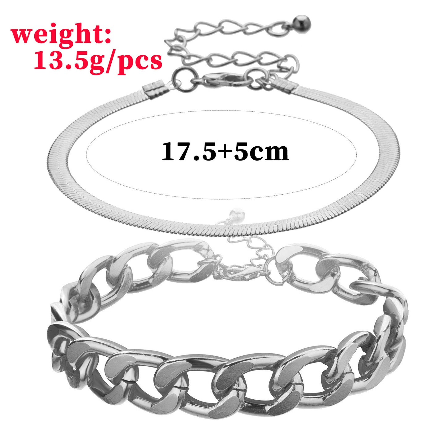 Silver Chain and bangle bracelet duo
