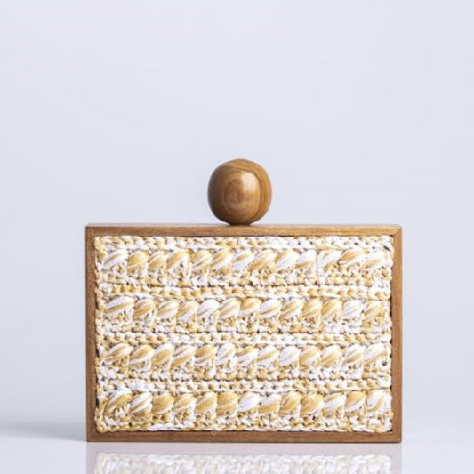 Woven clutch with wooden ball  Woven clutch with wooden ball