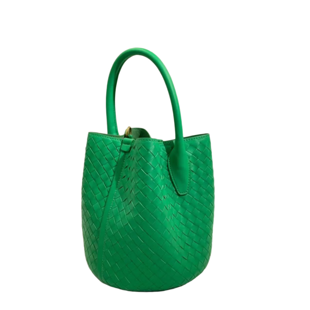 Green woven handbag