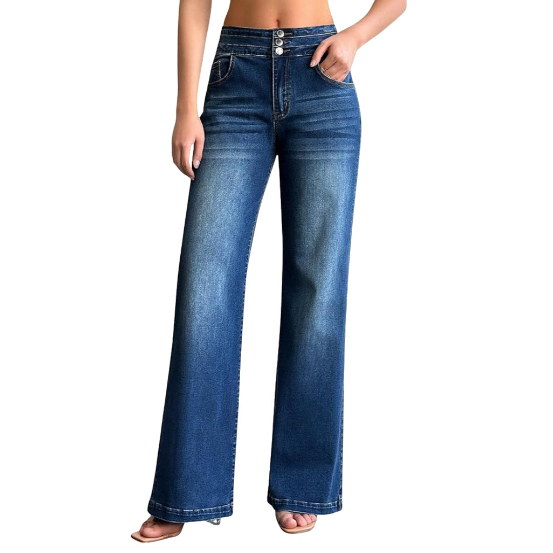 High-Waist Triple-Button Wide-Leg Jeans โ view 10
