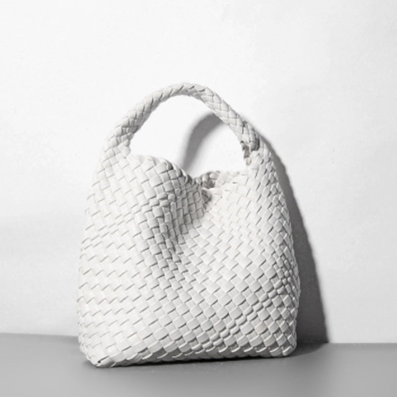 White shoulder woven handbag