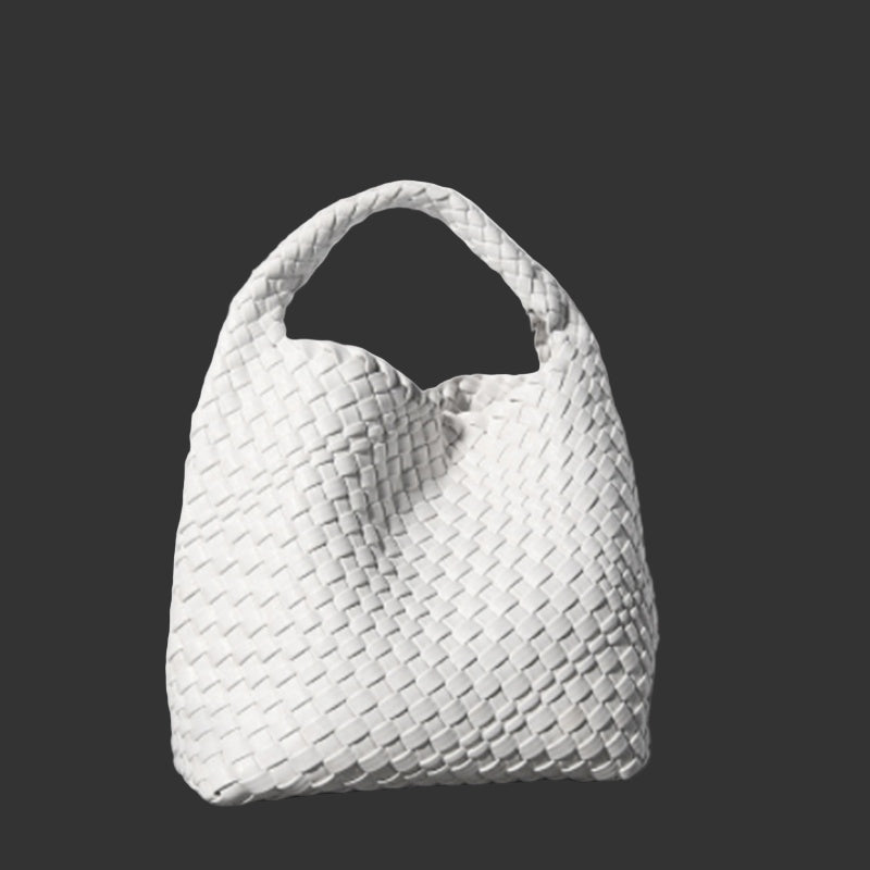 White shoulder woven leather handbag