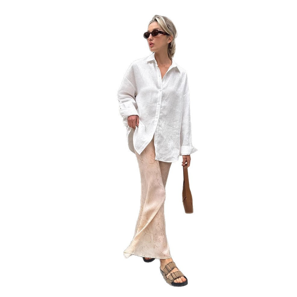 Styled outfit with women's long sleeve loose blouse – casual women's fashion