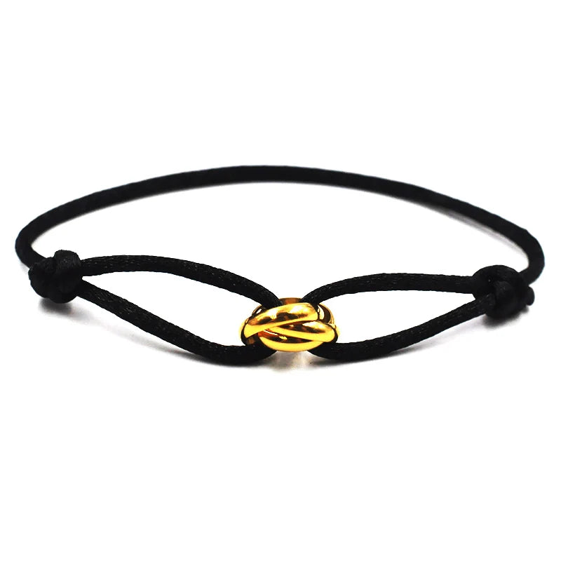 Unisex DIY rope bracelet with three steel circles