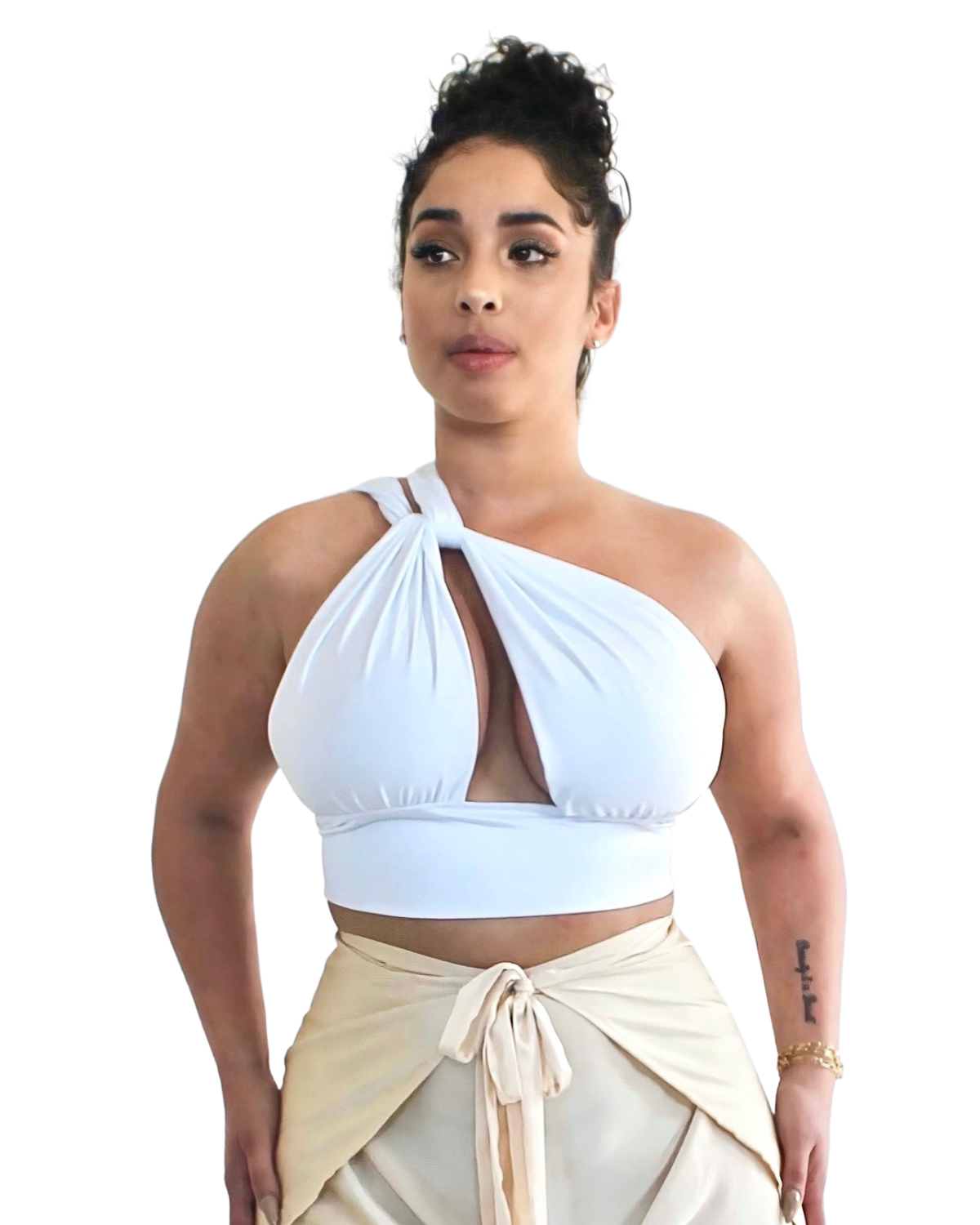 Close-up of soft, stretch fabric of the Balia Top – wrinkle-resistant material