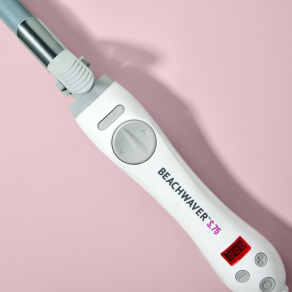 White hair straightener with digital display