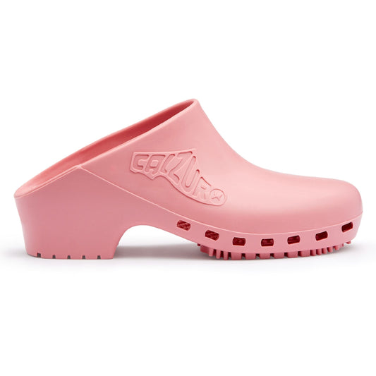 Pink clog shoe with 'Cult' branding  Pink clog shoe with 'Cult' branding