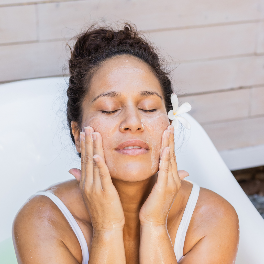 Woman receiving a facial treatment