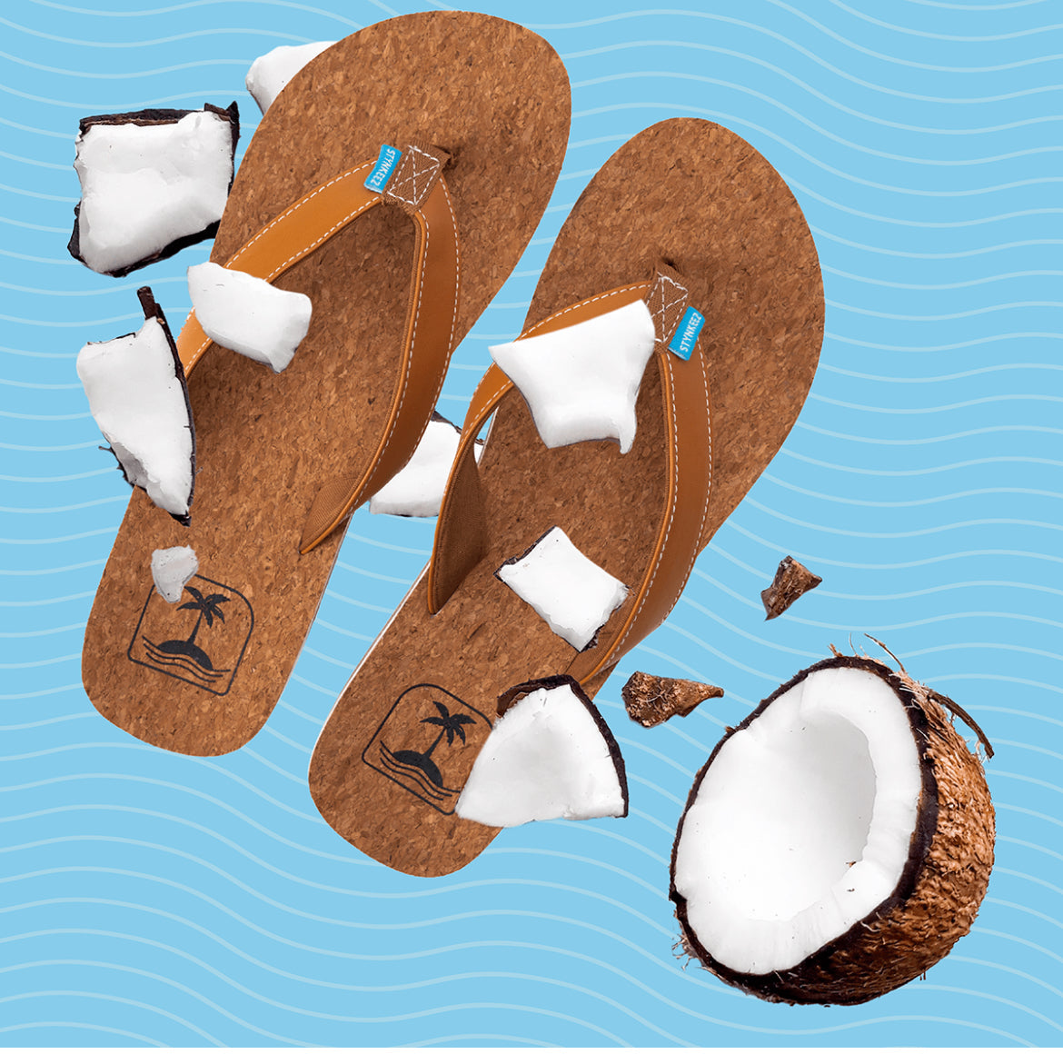 Brown sandals with coconut pieces