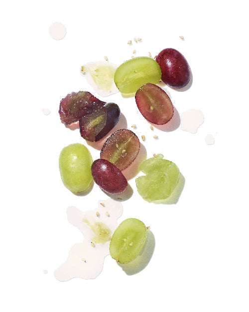 Sliced green and red grapes in MASAMI Mekabu seaweed hair treatment