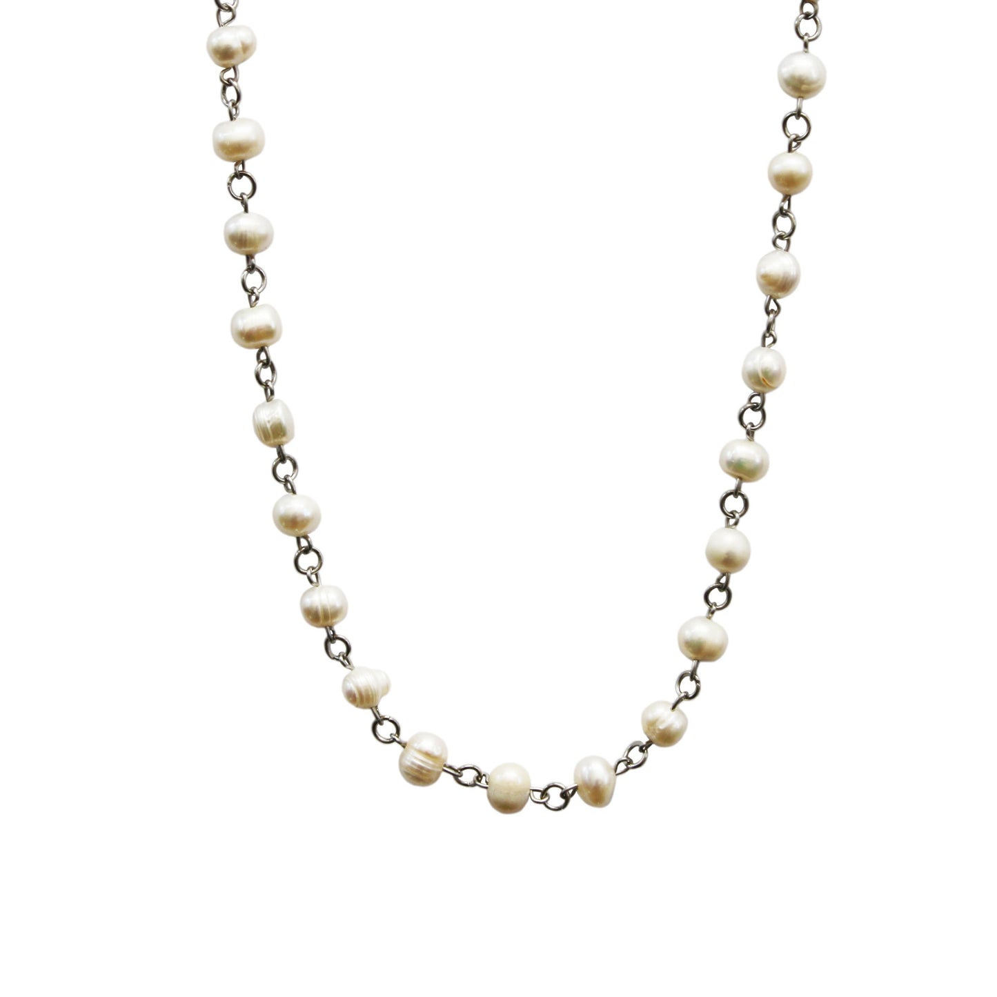 Pearl necklace on a white background