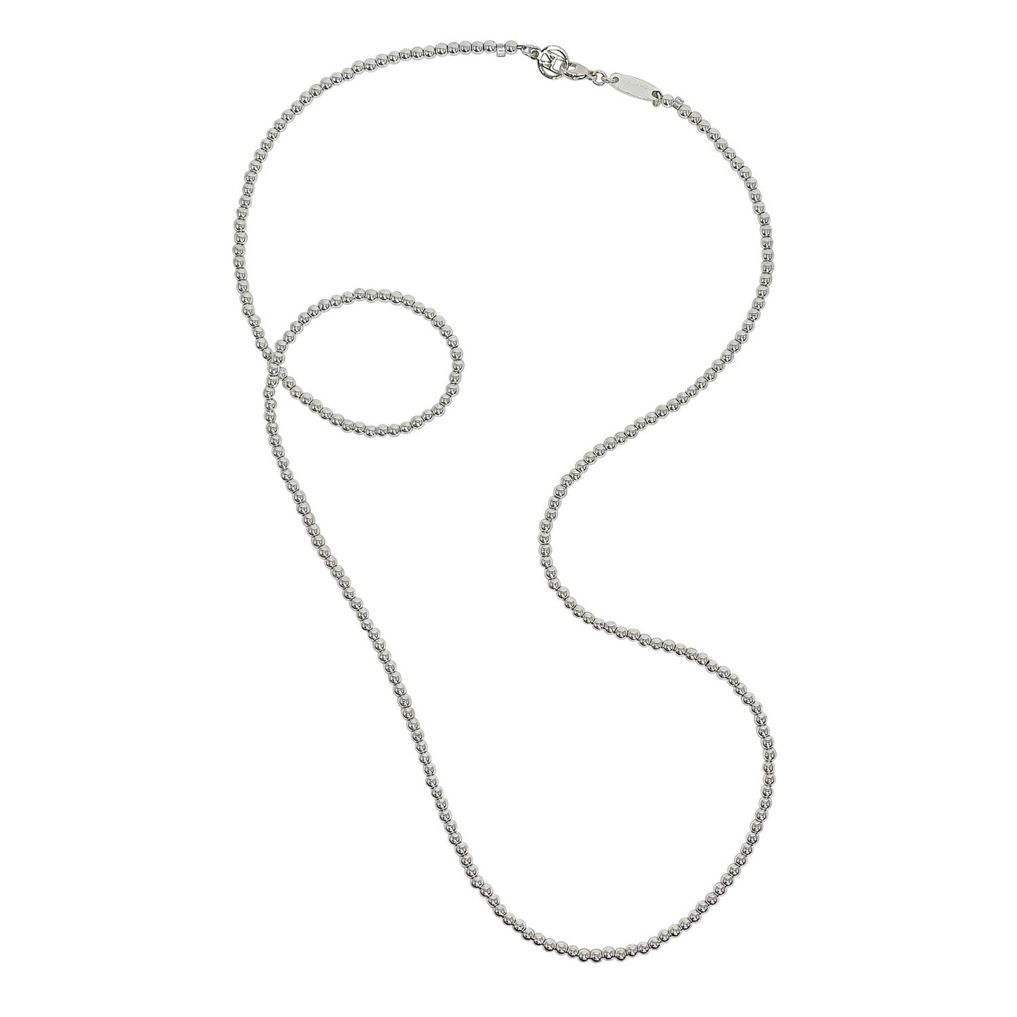 Silver necklace on a white background