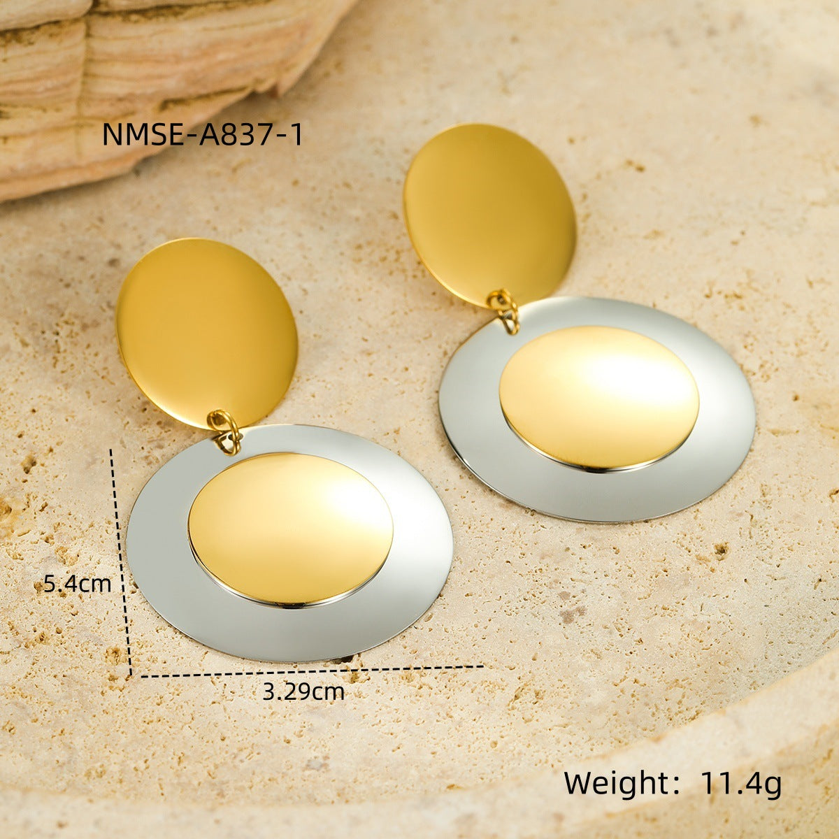 Gold and silver pendant earrings