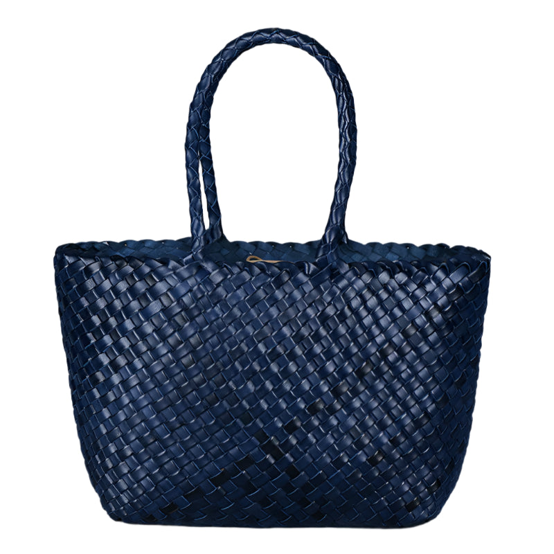 Woven blue handbag