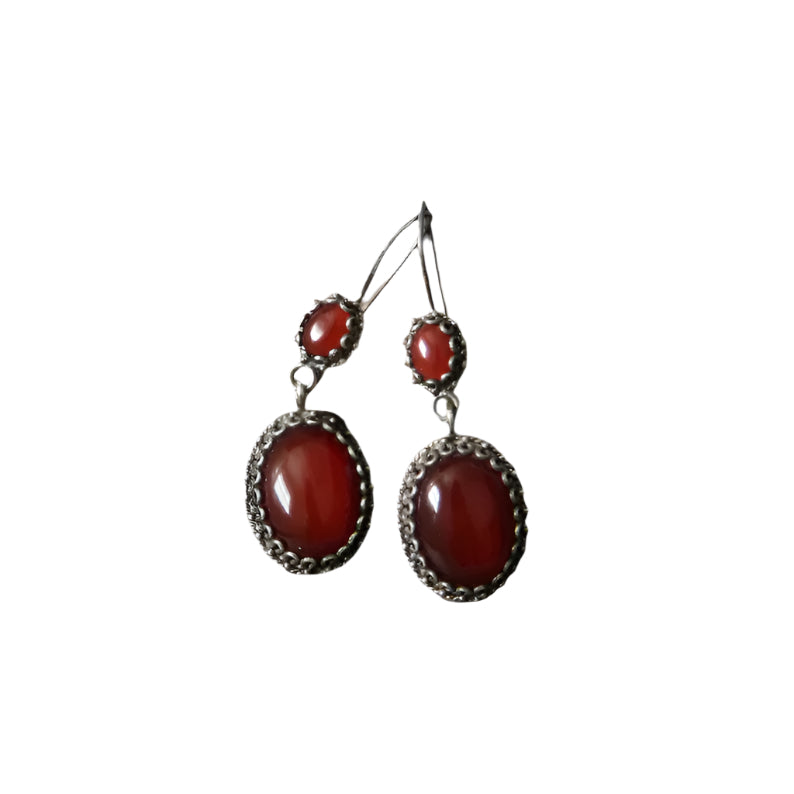 handmade red and silver earring