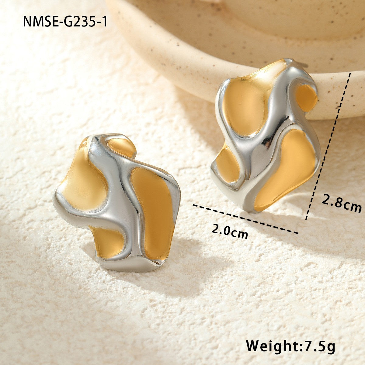 Pair of silver and yellow earrings