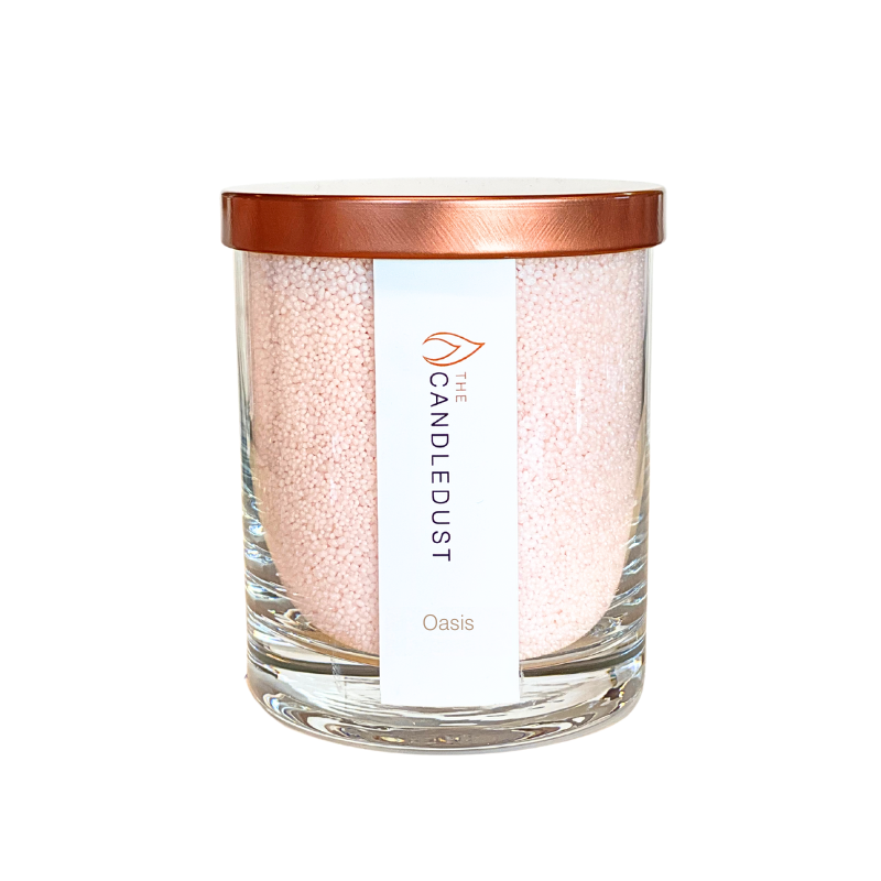 Candlelust Oasis Powdered Candle in Glass with Rose Gold Lid -
