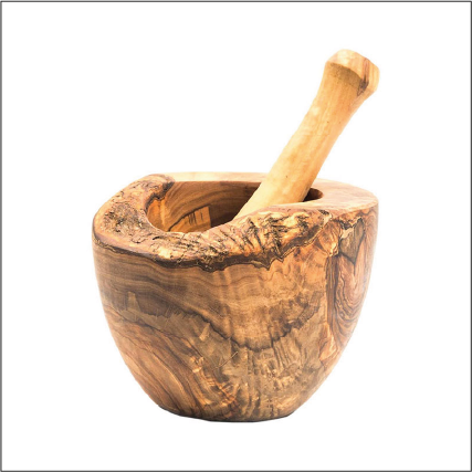Wooden mortar and pestle