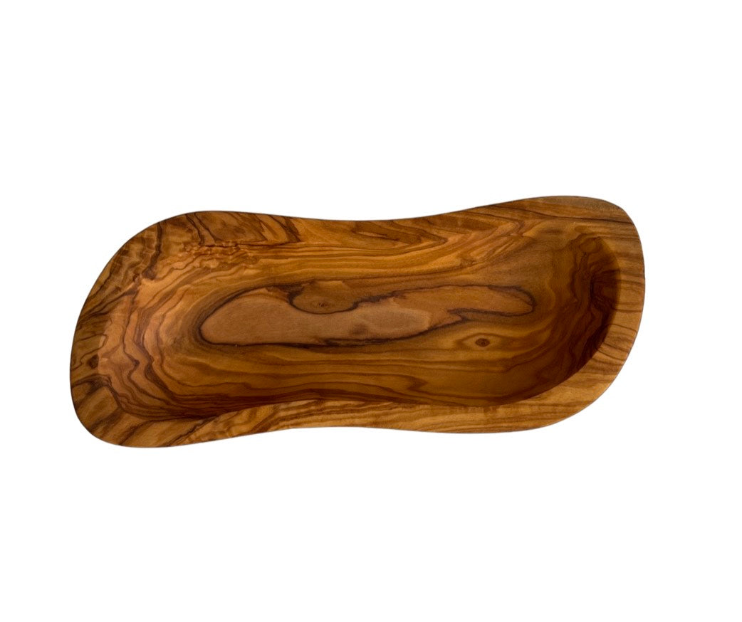 Wooden bowl with a natural grain pattern