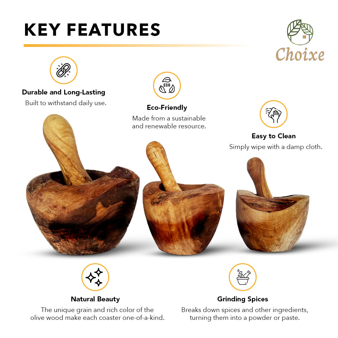 Wooden coasters with handles , featuring Choixe brand.