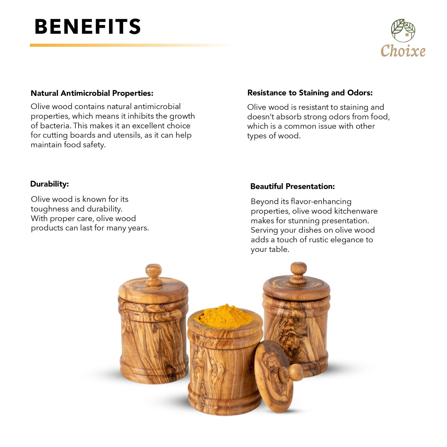 Wooden containers with olive wood benefits