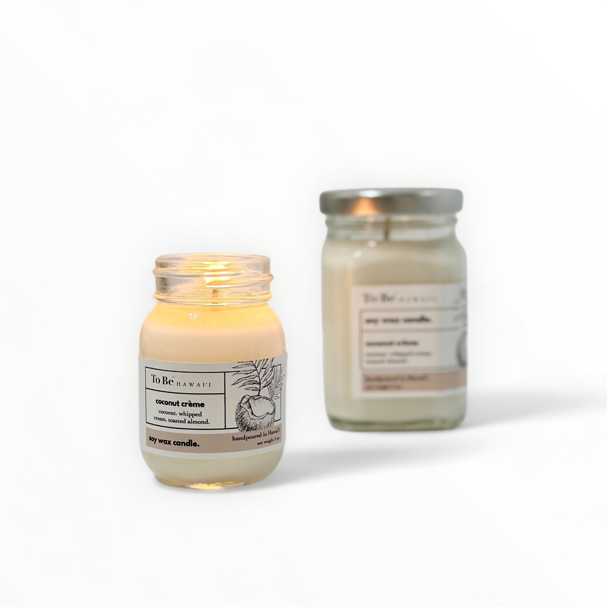 Two small jars with pure scented candles