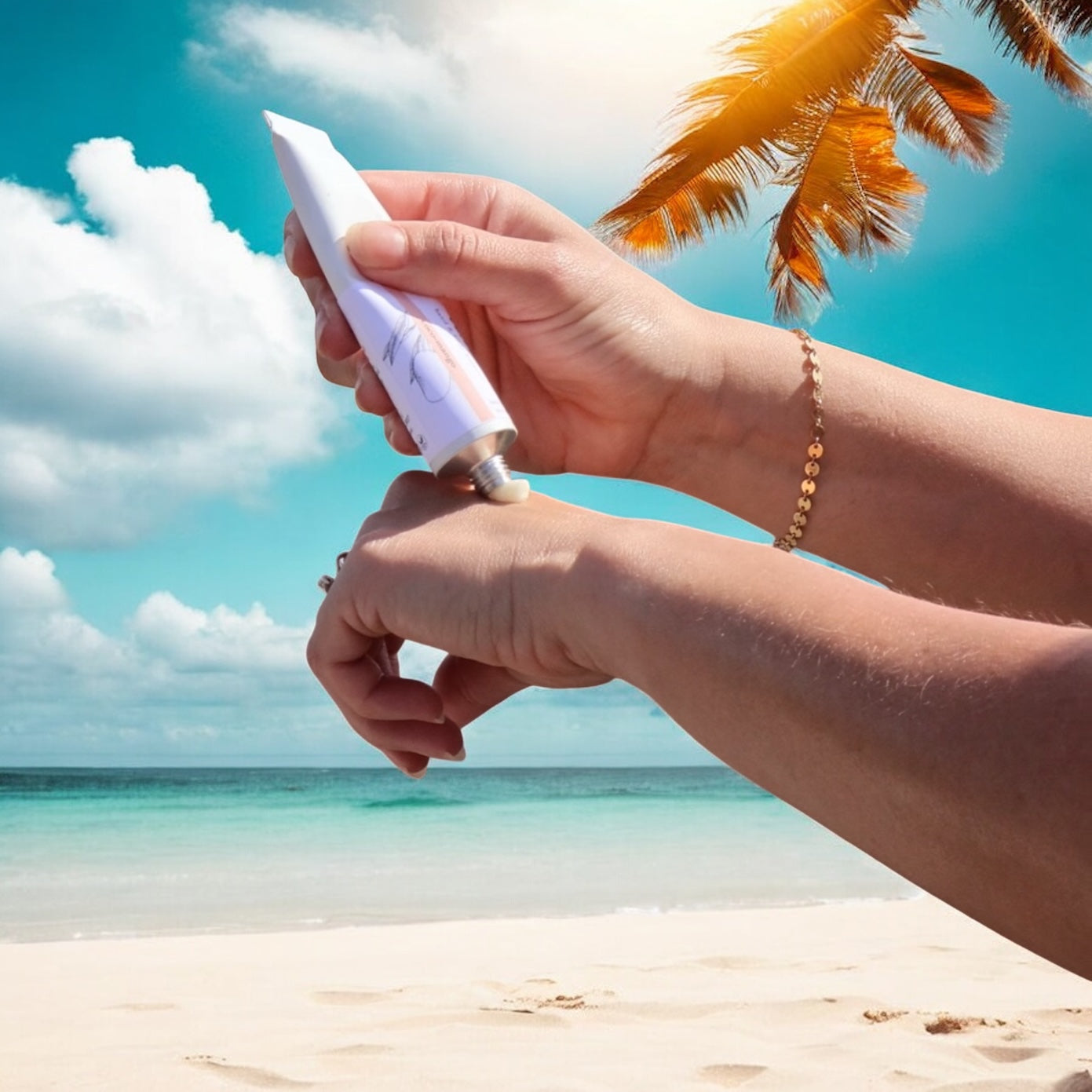 Person applying a nourishing  body cream for protection on their hands