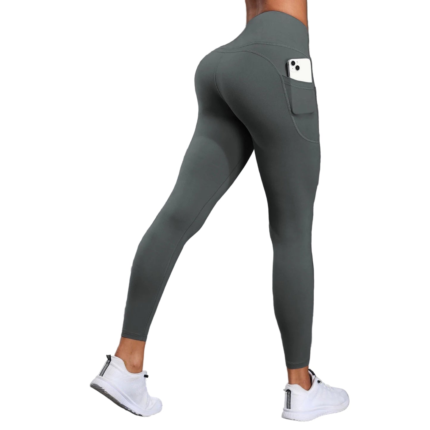 High waisted dark grey leggings perfect for outdoor activities