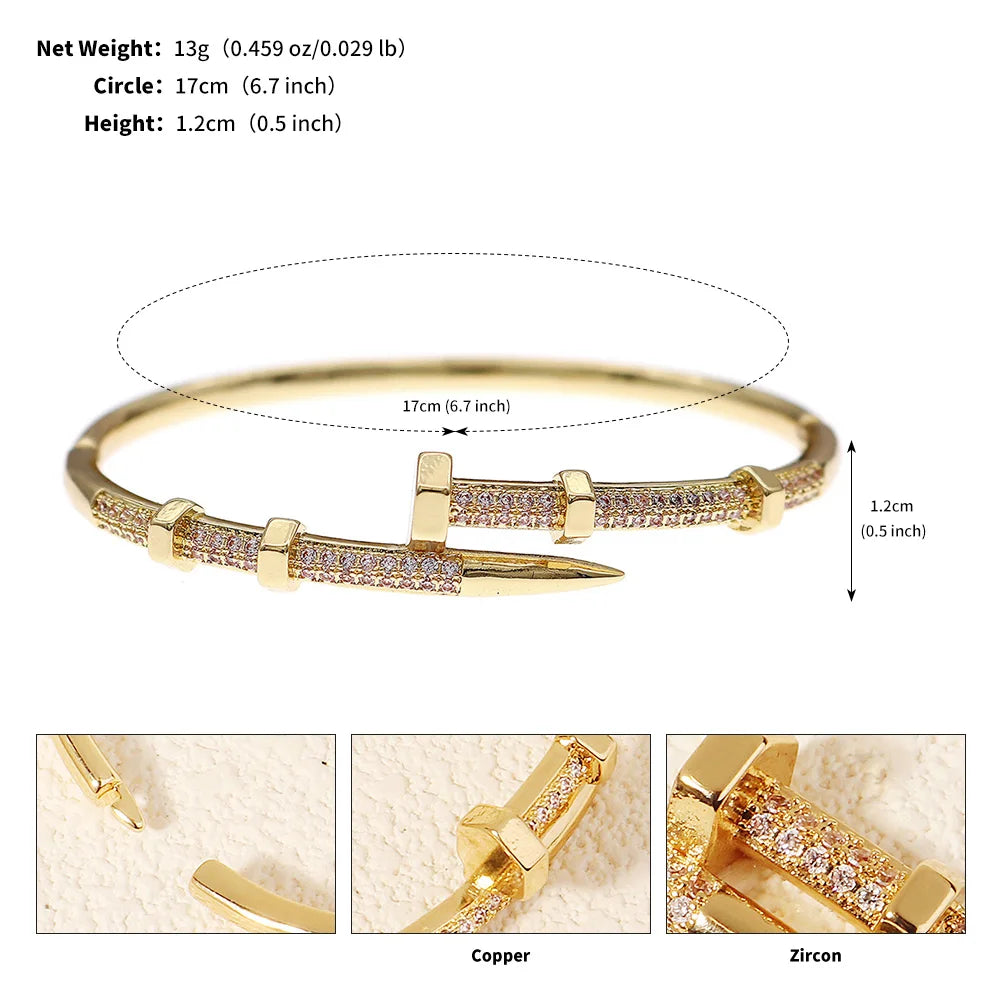 Gold bracelet with measurements and material details