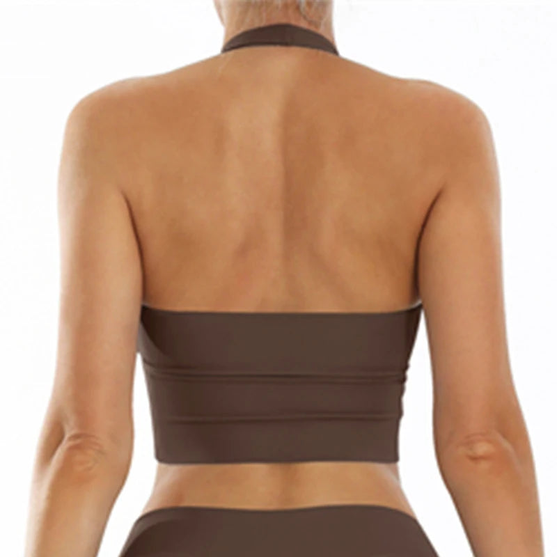 back of a Brown sports bra