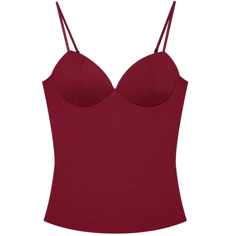 Red camisole with thin straps