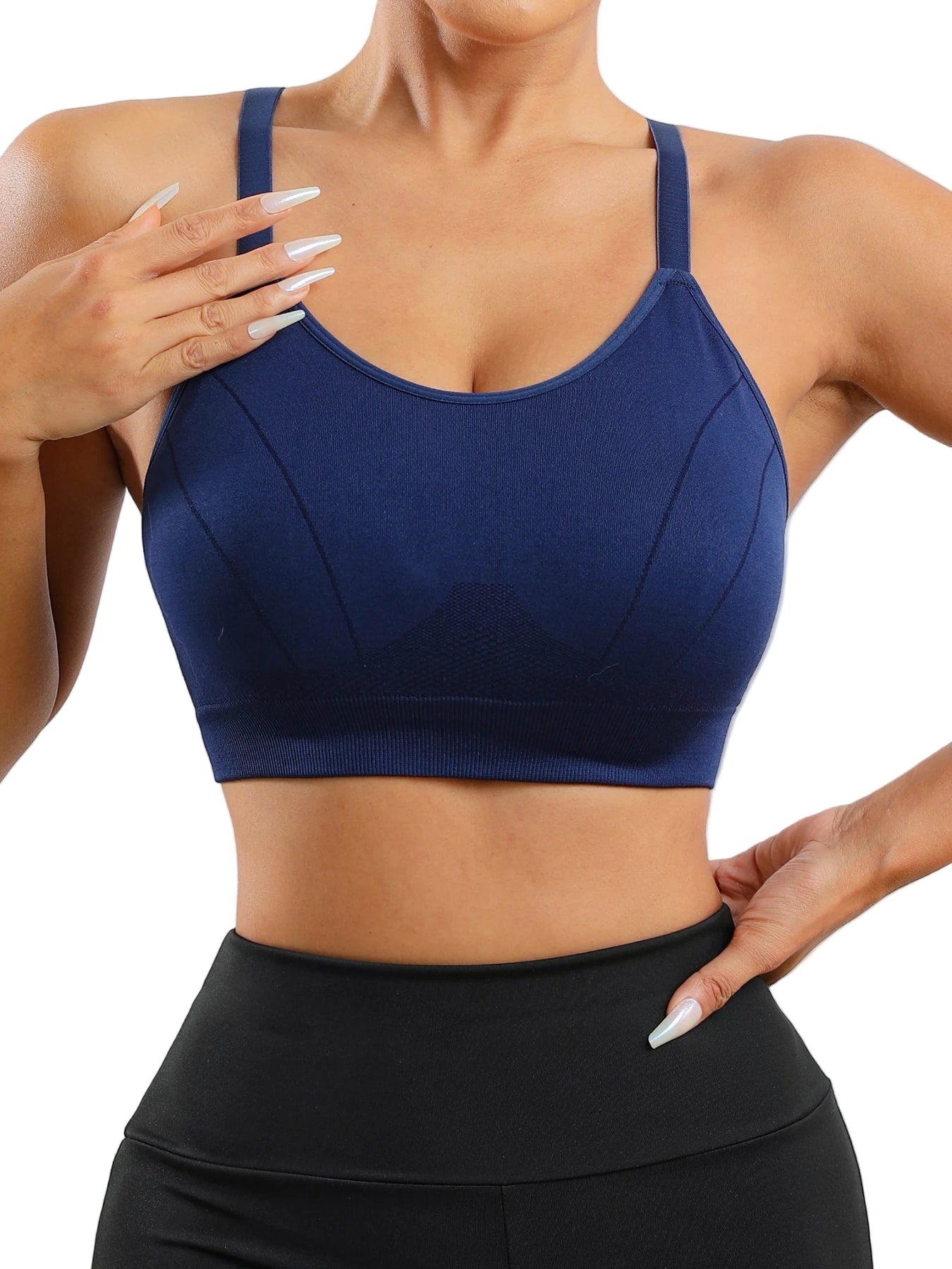 Women exercising in comfortable adjustable sports bra