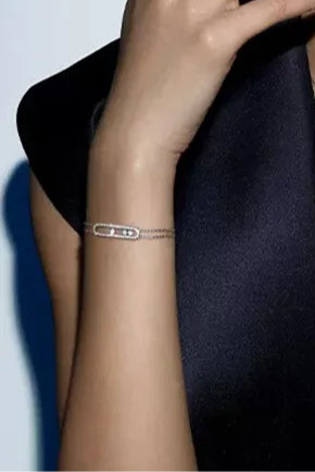 Women’s geometric bracelet with cubic zirconia stones