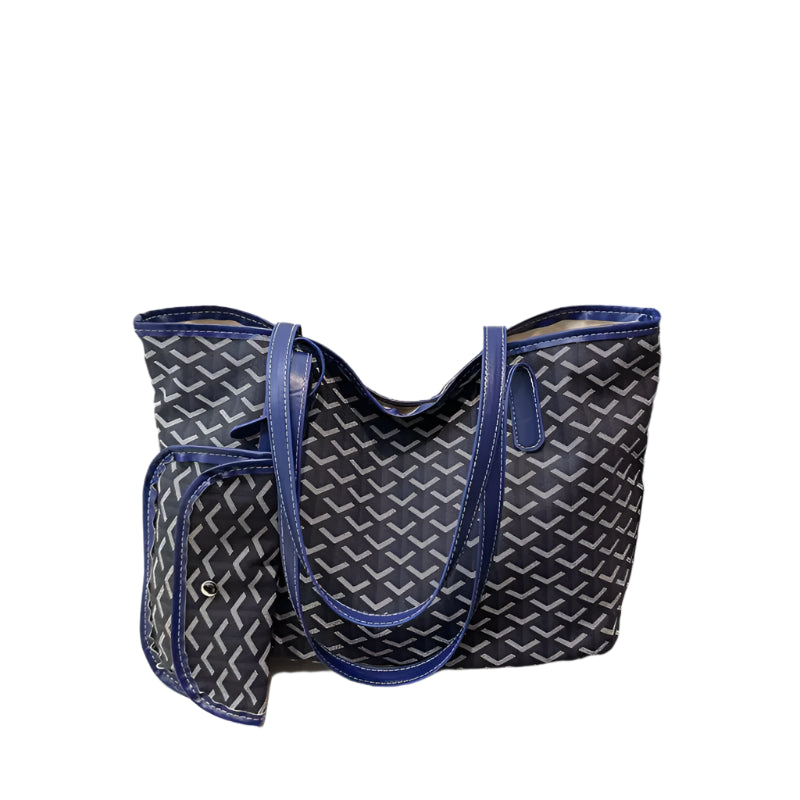 Blue patterned handbag with big holding capacity