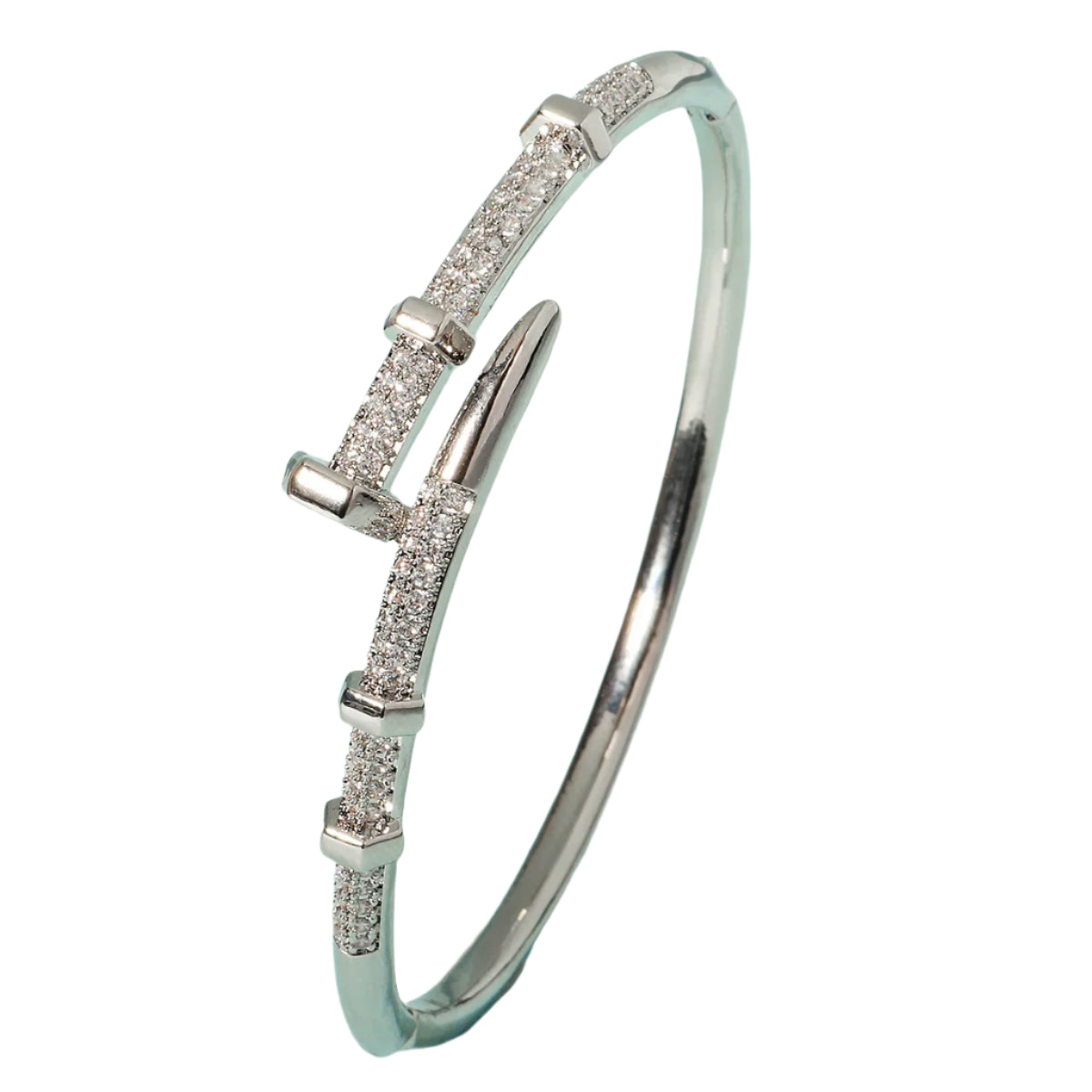 Silver bracelet with diamond accents