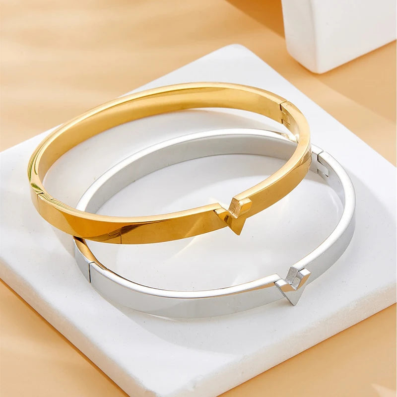 YSL Bracelet - Stainless Steel Letter V Charm