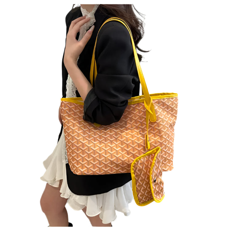 stylish travel handbag with yellow accents