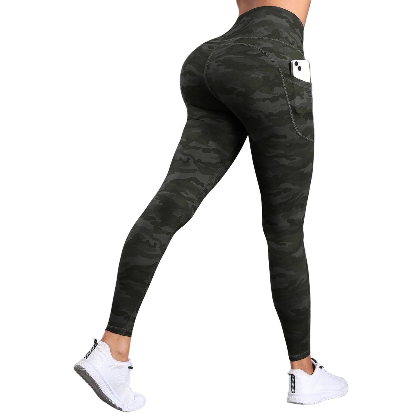 High waist camo workout leggings with hip lifting design