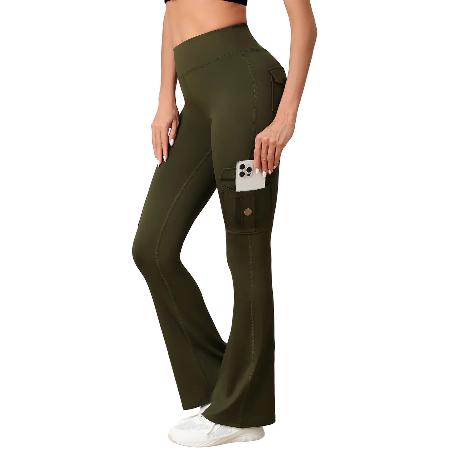 High waist bell bottom leggings with flattering silhouette
