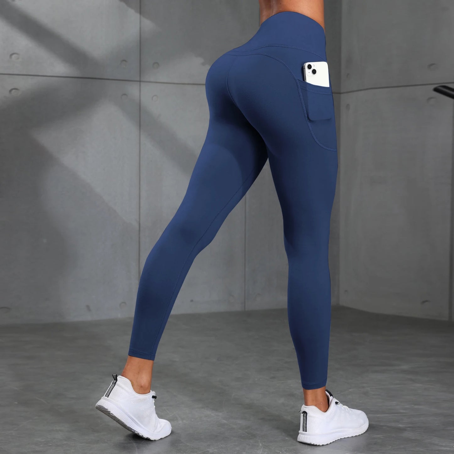 the most comfort blue leggings with a pocket