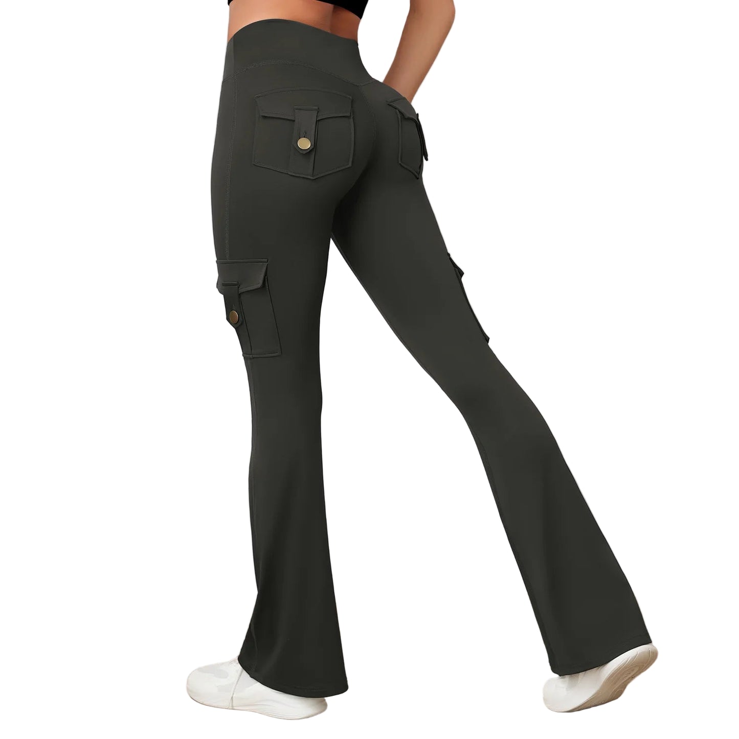 High waist flare leggings with tummy control waistband
